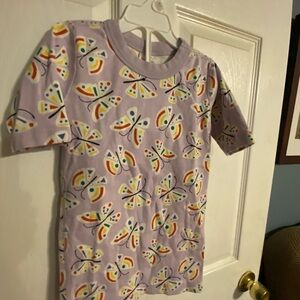 EUC Girls Hannah Andersson Purple Butterfly Pajama Short Set Sz 8 130 Cm